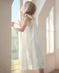 Girls Silk Nightgown with Double Ruffle Sleeves - DAISYSILK UK