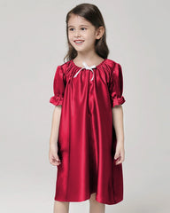 Girls Silk Short Sleeve Nightgown - DAISYSILK UK