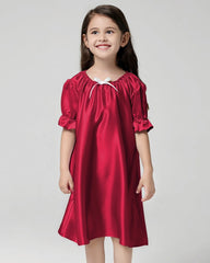 Girls Silk Short Sleeve Nightgown - DAISYSILK UK