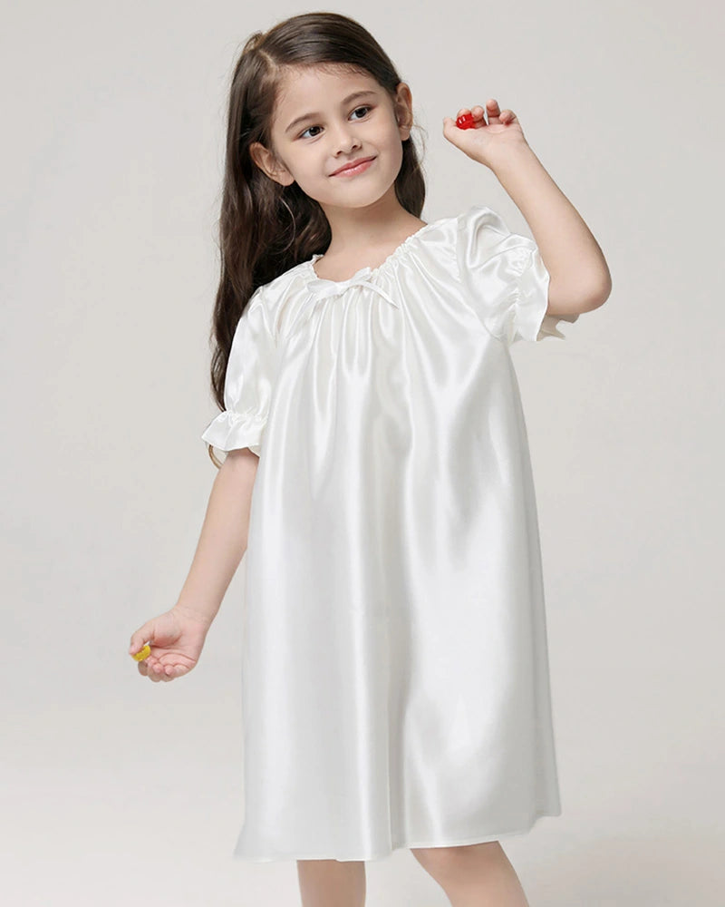 Girls Silk Short Sleeve Nightgown - DAISYSILK UK
