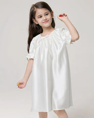 Girls Silk Short Sleeve Nightgown - DAISYSILK UK