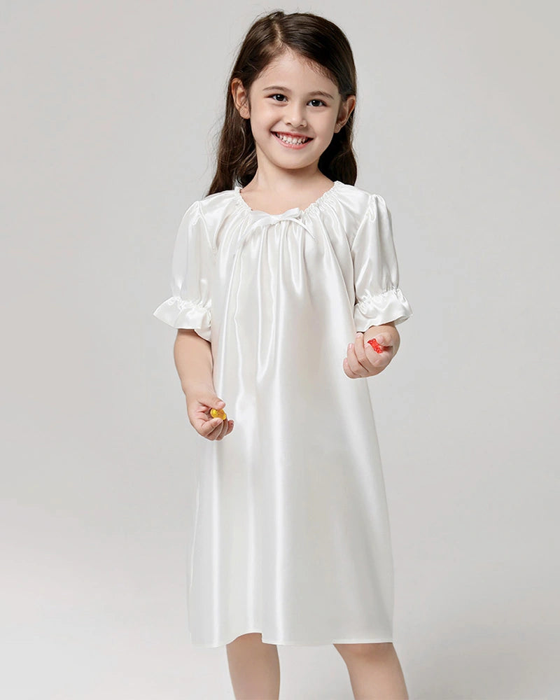 Girls Silk Short Sleeve Nightgown - DAISYSILK UK