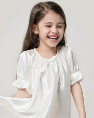Girls Silk Short Sleeve Nightgown - DAISYSILK UK