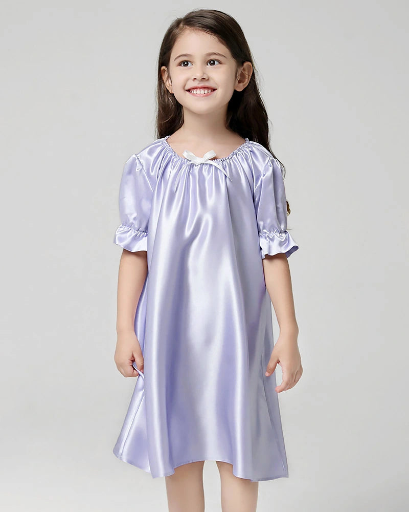 Girls Silk Short Sleeve Nightgown - DAISYSILK UK