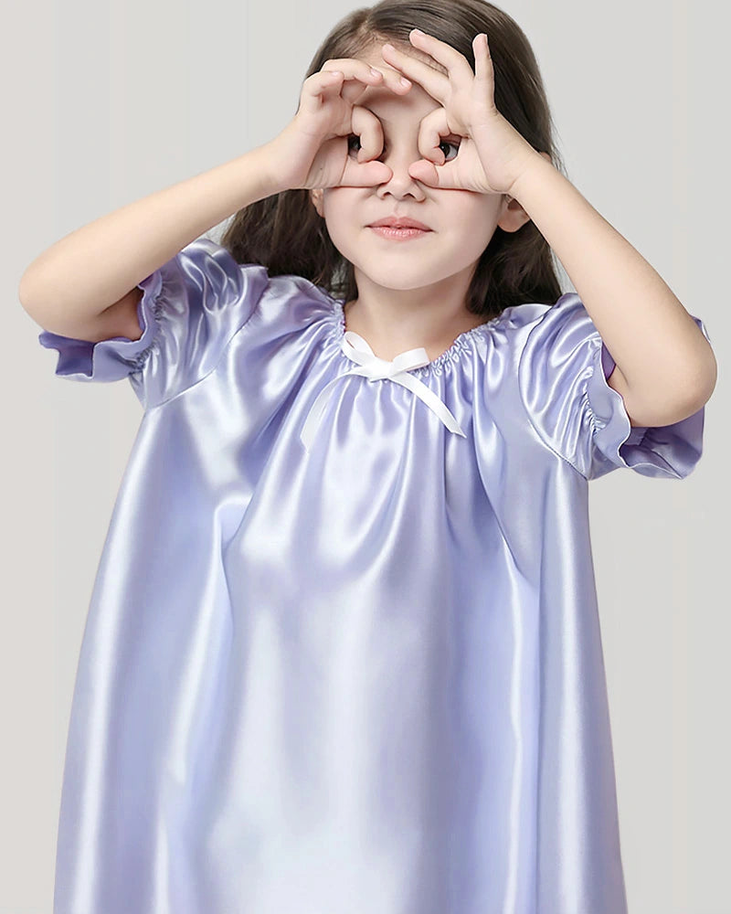 Girls Silk Short Sleeve Nightgown - DAISYSILK UK