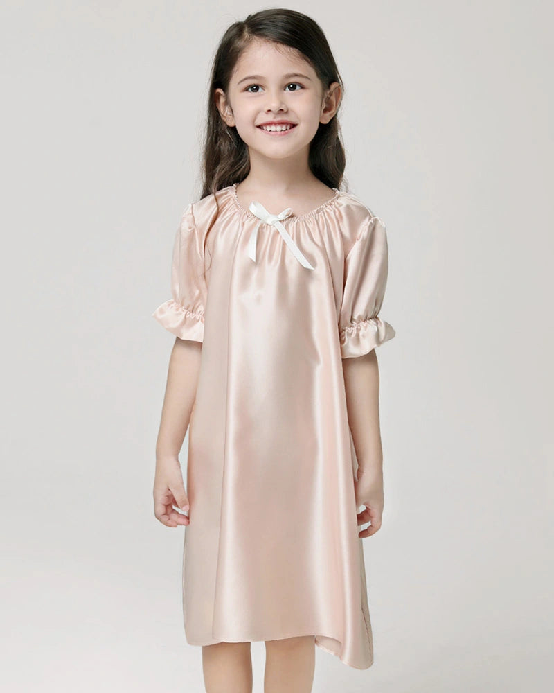 Girls Silk Short Sleeve Nightgown - DAISYSILK UK