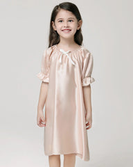 Girls Silk Short Sleeve Nightgown - DAISYSILK UK