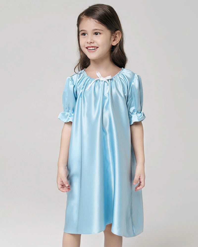 Girls Silk Short Sleeve Nightgown - DAISYSILK UK