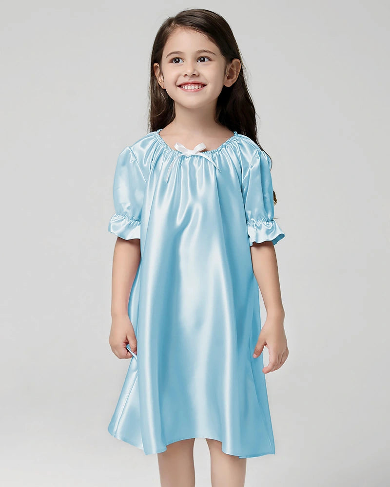 Girls Silk Short Sleeve Nightgown - DAISYSILK UK