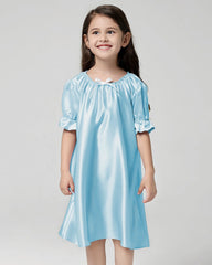 Girls Silk Short Sleeve Nightgown - DAISYSILK UK