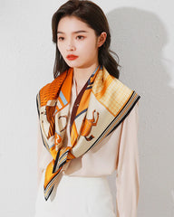 Horse Print Vintage Large Silk Scarf