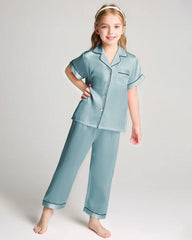 Unisex Kids Short Sleeve Silk Pajamas Set - DAISYSILK UK