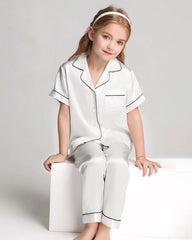 Unisex Kids Short Sleeve Silk Pajamas Set - DAISYSILK UK