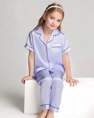 Unisex Kids Short Sleeve Silk Pajamas Set - DAISYSILK UK