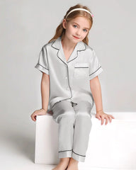 Unisex Kids Short Sleeve Silk Pajamas Set - DAISYSILK UK