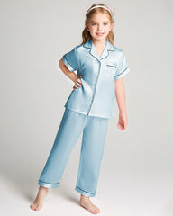 Unisex Kids Short Sleeve Silk Pajamas Set - DAISYSILK UK