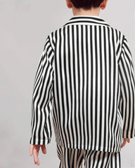 Striped Kids Silk Pajama Set with Pockets
