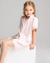 Striped Kids Silk Pajama Shorts Set