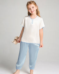 Girls Short Sleeve Silk Pajama Set