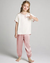 Girls Short Sleeve Silk Pajama Set