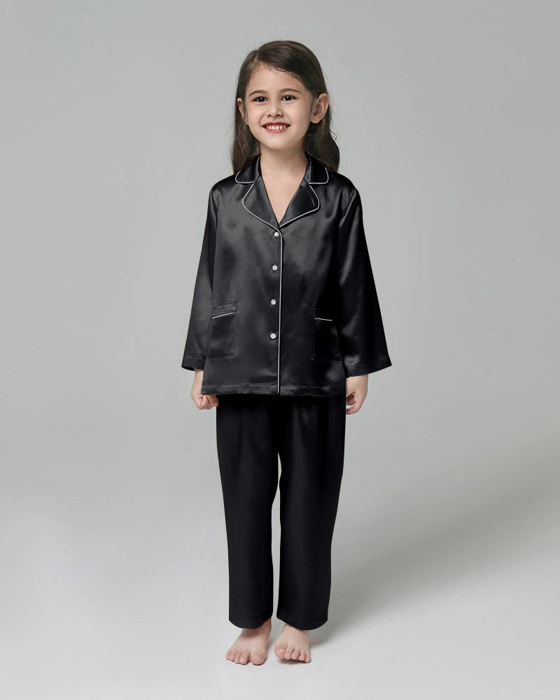 Classic Long Sleeve Kids Silk Pajama Set - DAISYSILK UK