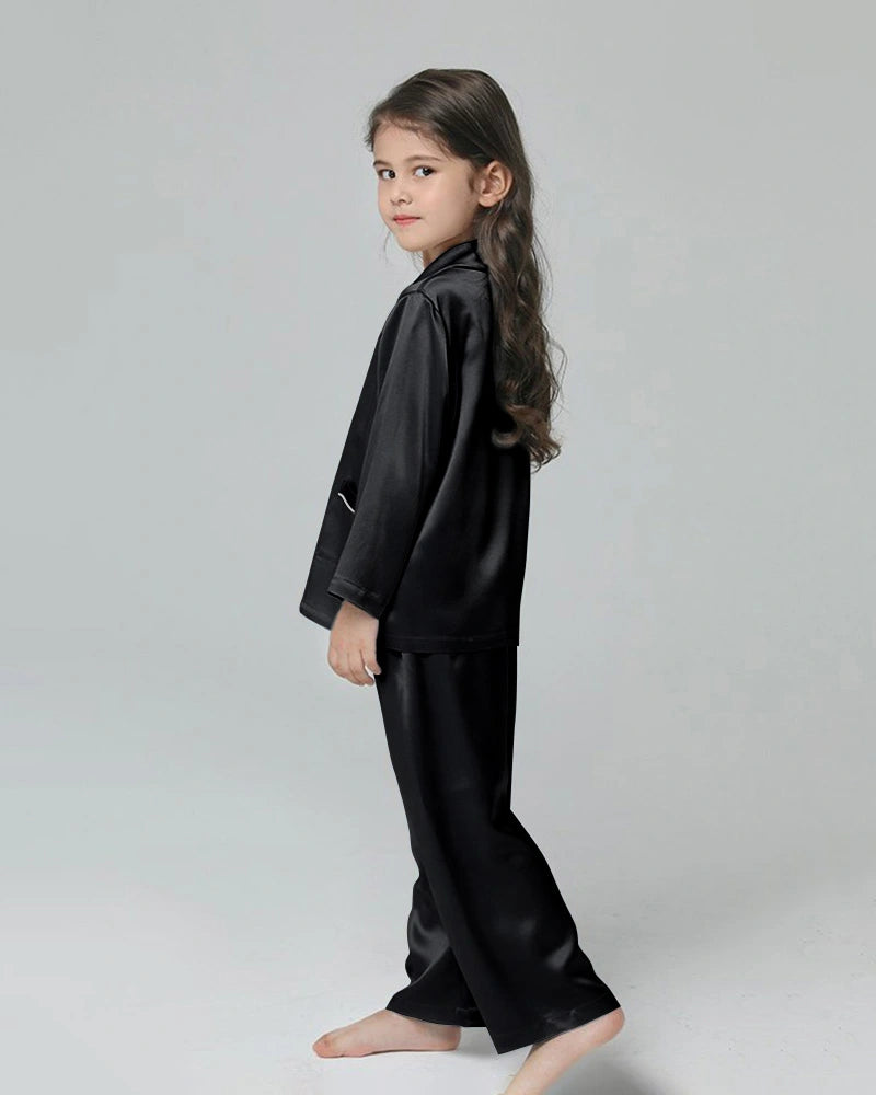 Classic Long Sleeve Kids Silk Pajama Set - DAISYSILK UK