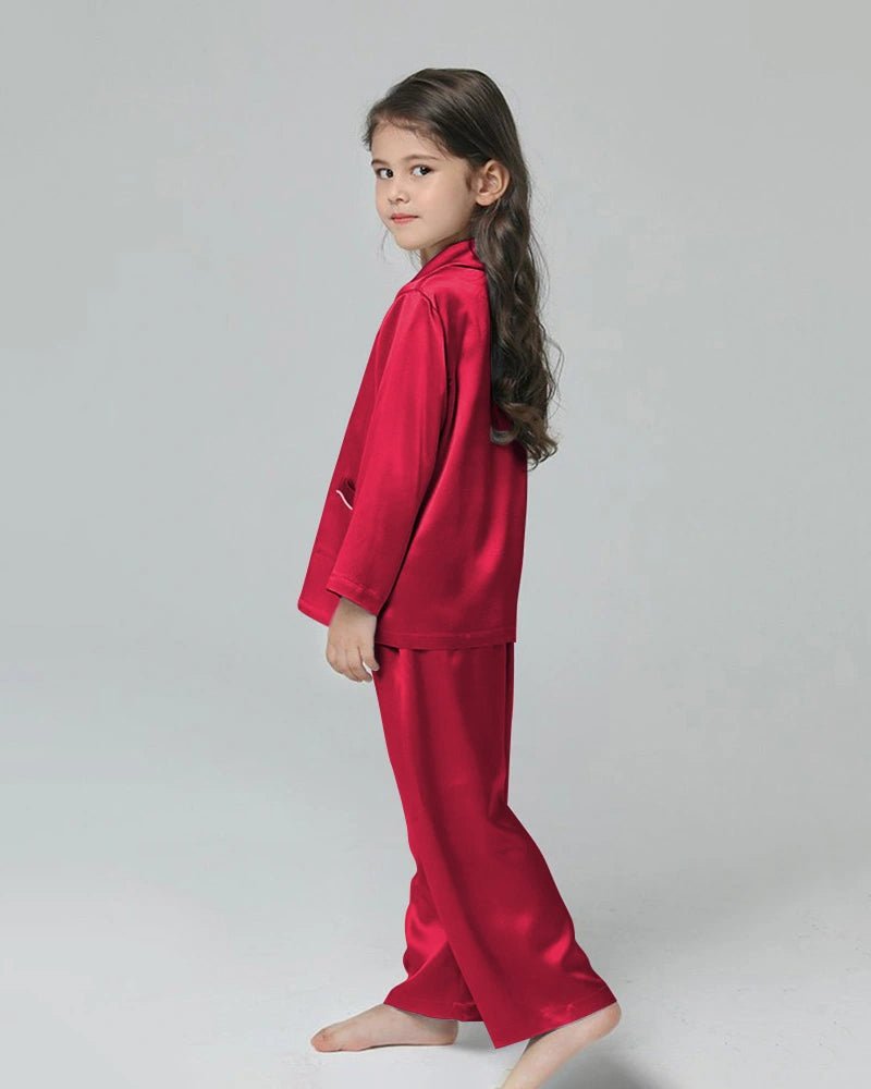 Classic Long Sleeve Kids Silk Pajama Set - DAISYSILK UK