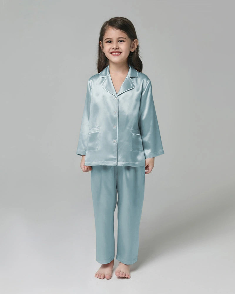 Classic Long Sleeve Kids Silk Pajama Set - DAISYSILK UK