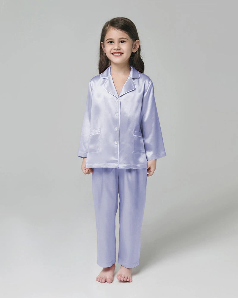 Classic Long Sleeve Kids Silk Pajama Set - DAISYSILK UK
