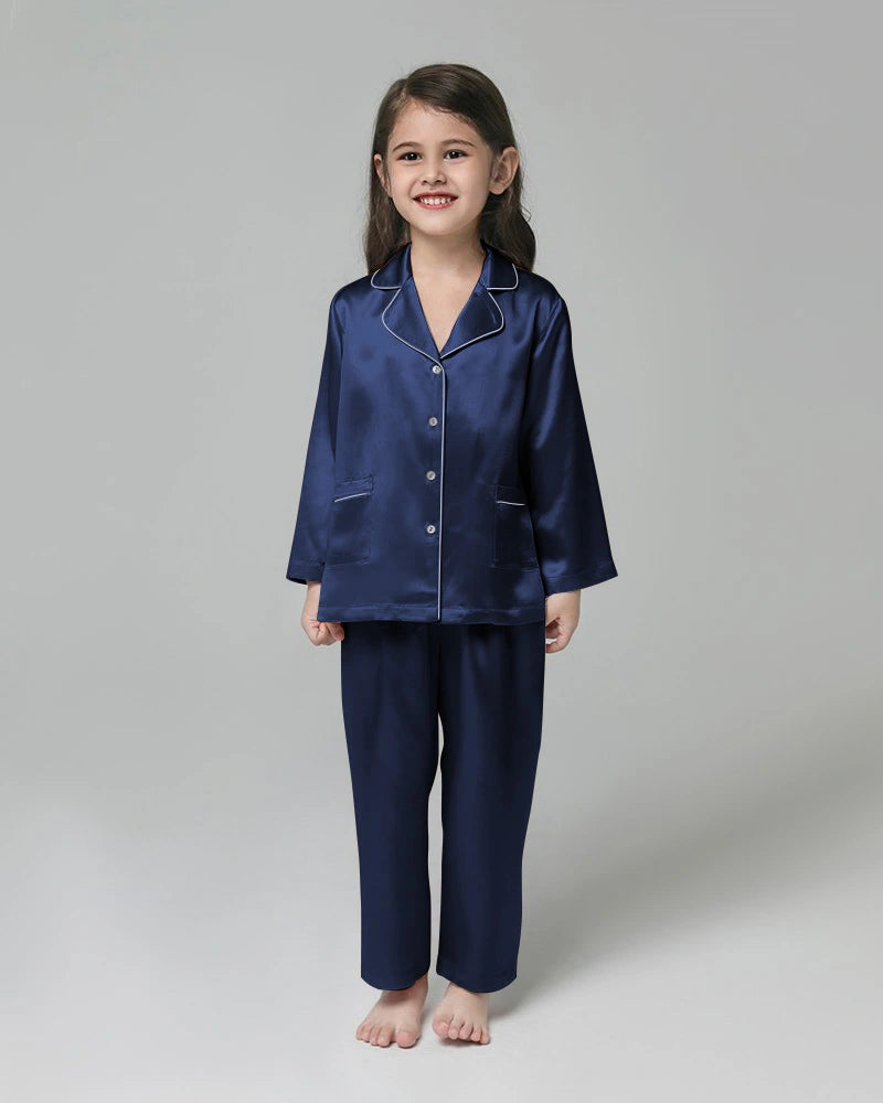 Classic Long Sleeve Kids Silk Pajama Set - DAISYSILK UK