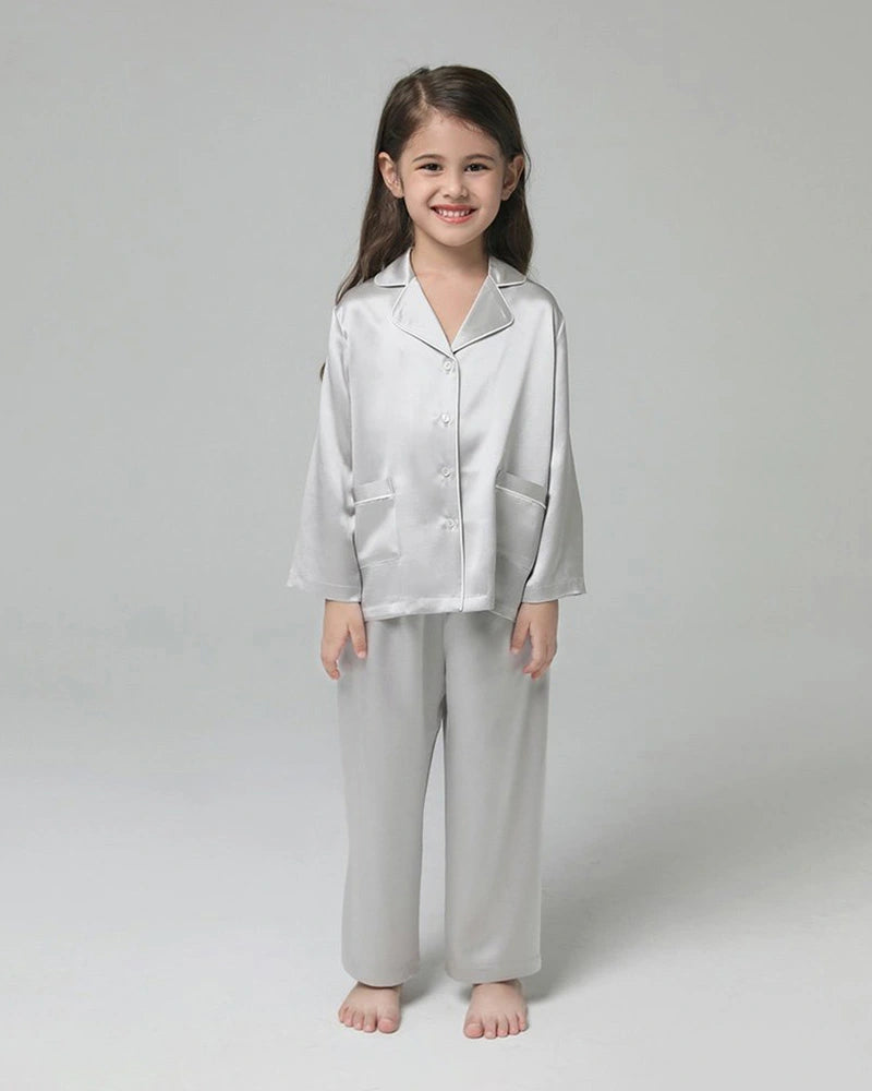 Classic Long Sleeve Kids Silk Pajama Set - DAISYSILK UK