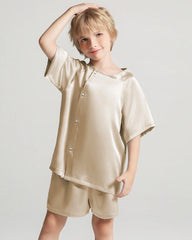 Kids Silk Pajamas Short Sleeve Shorts Set