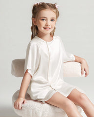 Kids Silk Pajamas Short Sleeve Shorts Set