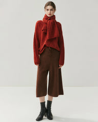 V-Neck Cable Knit Silk Cashmere Pullover