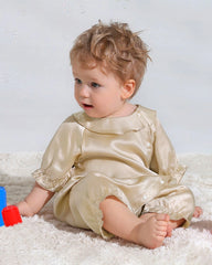 Luxury Silk Baby Romper with Button Closure