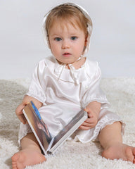 Luxury Silk Baby Romper with Button Closure