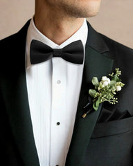 Washable Silk Bow Tie and Pocket Square Set, Black