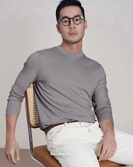 Men's Long Sleeve Silk Jersey, Grey