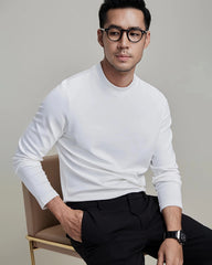 Men's Long Sleeve Silk Jersey, White