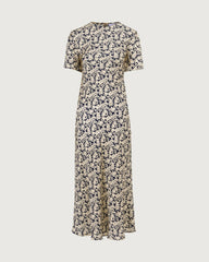 Baby’s Breath Printed Short Sleeve Silk Midi Dress
