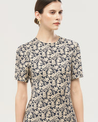 Baby’s Breath Printed Short Sleeve Silk Midi Dress