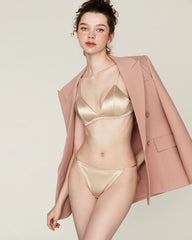 Silk Wireless Bra and V String Thong Set