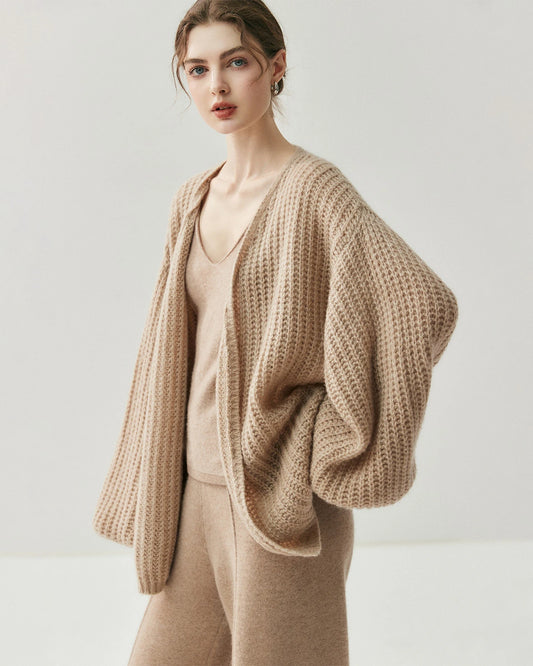 Oversized Silk Cashmere Open Front Cardigan