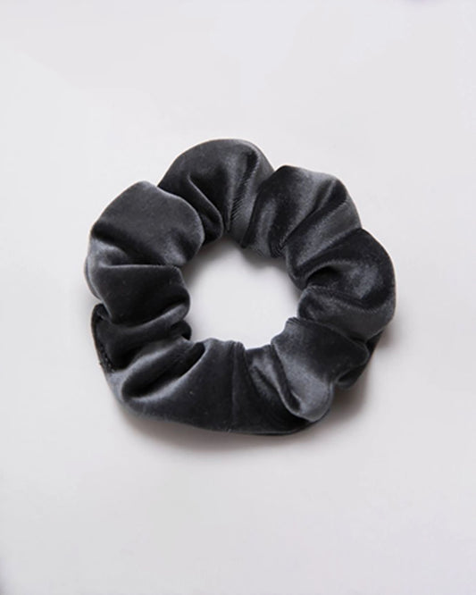 3.5 CM Silk Velvet Hair Scrunchie Band, Dark Grey