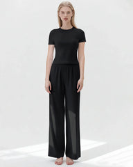 Silk Blend Jersey Short Sleeve Pajama Set