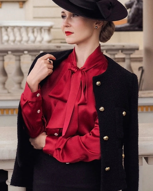 Elegant Silk Bow Tie Blouse