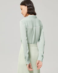 30 Momme Silk Pleated Long Sleeve Blouse