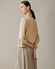 22 Momme V Neck Silk Blouse with 3/4 Sleeve