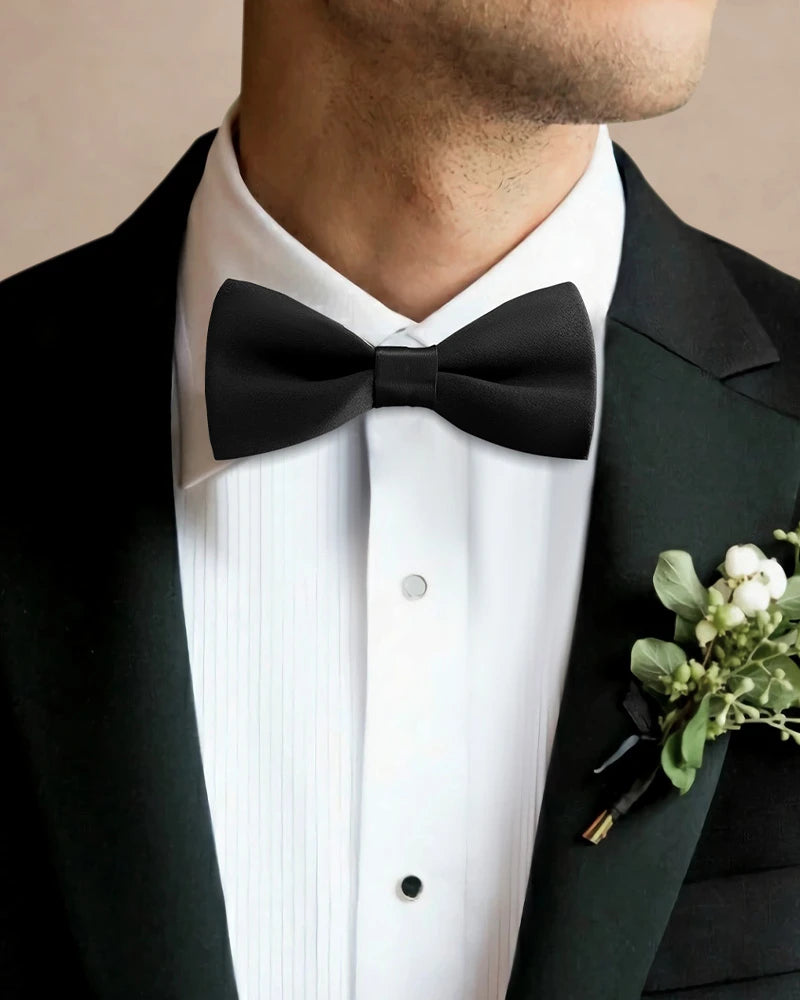 Washable Silk Bow Tie for Wedding, Black