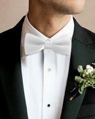 Washable Silk Bow Tie for Wedding, White